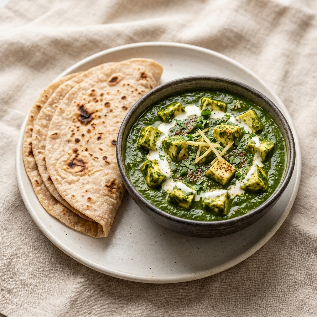 Palak Paneer with Roti (3 Pcs)