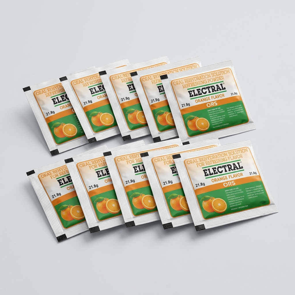 Electral Powder Orange Flavor - 21.8g Sachet Pack of 10