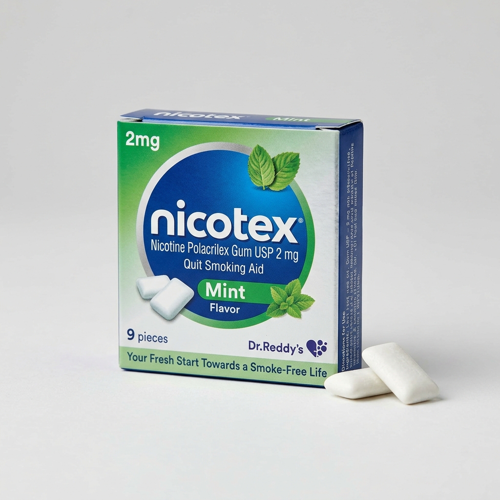 Dr. Reddy's Nicotex 2mg Mint Gum - 9 Pieces Quit Smoking Aid