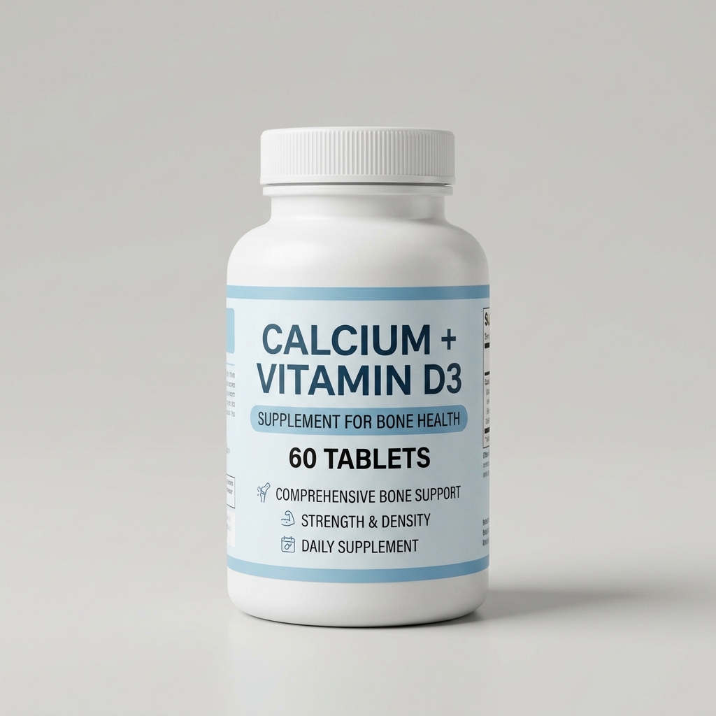 Calcium + Vitamin D3 Tablets for Bone Health - 60 Tabs