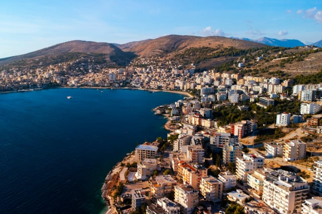 Coastal town and bay in Albania