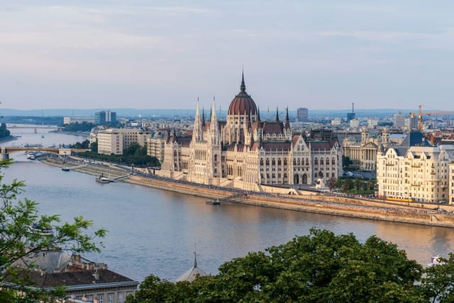 Hungarian Parliament building on the Danube in Budapest