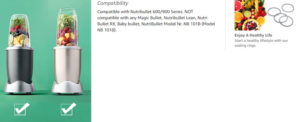 Gasket Replacement Rubber Ring Seal Rings Gaskets Part for Nutribullet 900  Series 600W and 900W