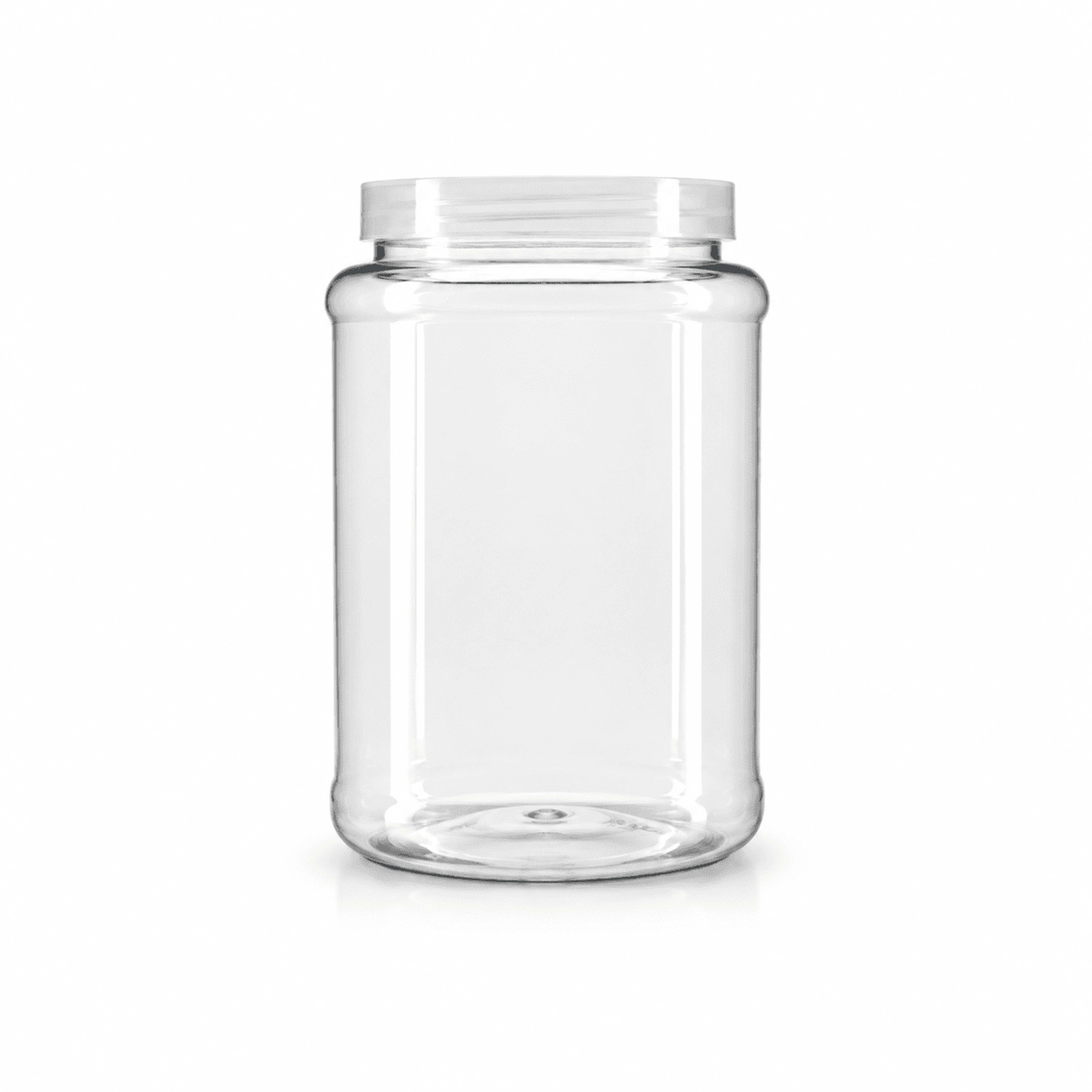 2000ml Transparent PET Plastic Storage Jar with White Screw Lid | Food Grade Multipurpose Container
