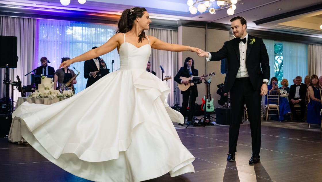 bride and groom dancing