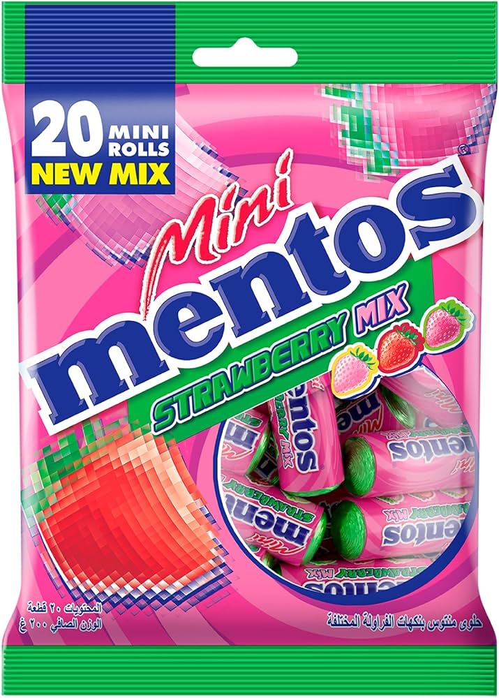 MENTOS MINI STRAWBERRY MIX 20ROLLS