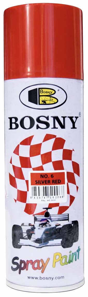 BOSNY SPRAY PAINT SILVER RED NO.6