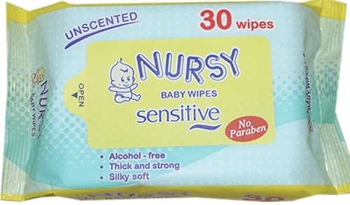 NURSY BABY WIPES UNSCENTED 30`s