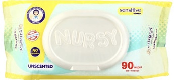 NURSY BABY WIPES UNSCENTED 90'S
