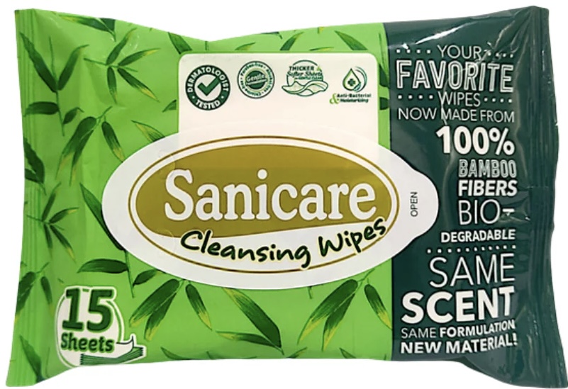 SANICARE CLEANSING WIPES 15'S