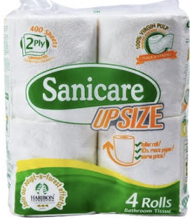 SANICARE TISSUE 2P PLAIN 4'S