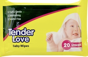 TENDER LOVE WIPES UNSCENTED 20's