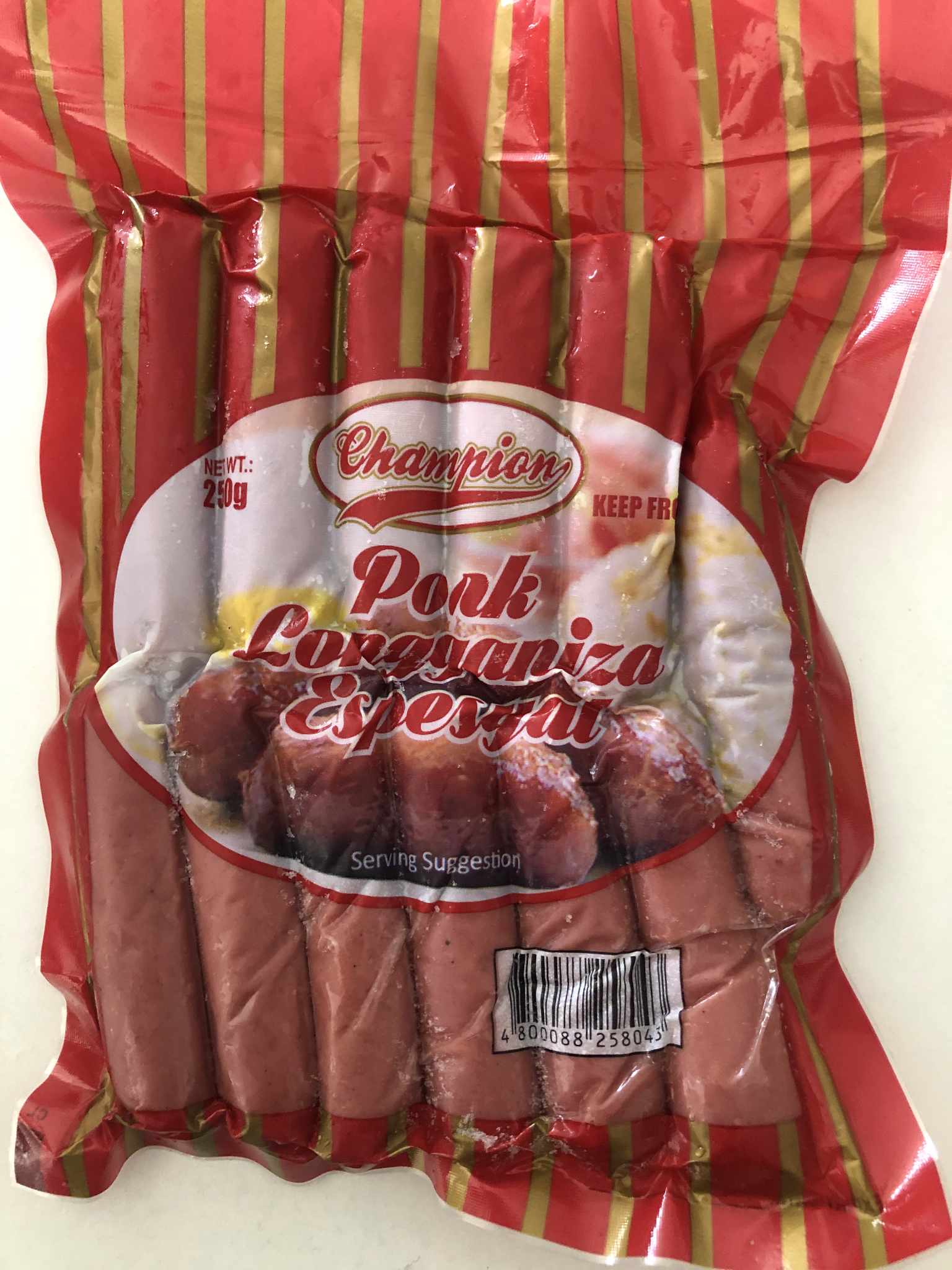 FROZEN CHAMPION PORK LONGANISA