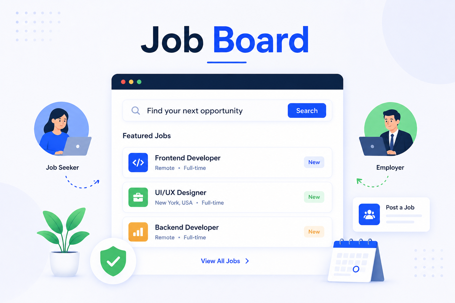 What Is a Job Board Website Job board website showing job seekers and employers connected through an online platform with job listings and job posting features