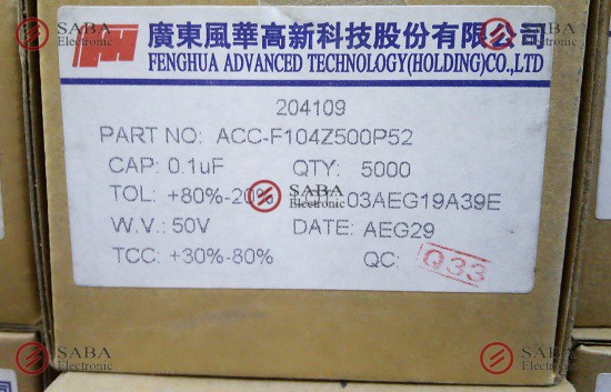 Capacitor Multilayer Capacitors 100NF50V Multilayer Fenghua