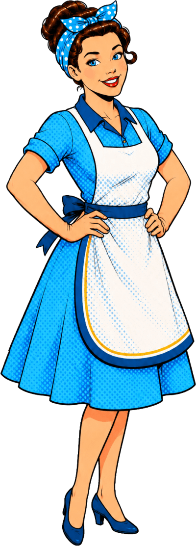 Betty, the cheerful mascot of KC Mop Stars