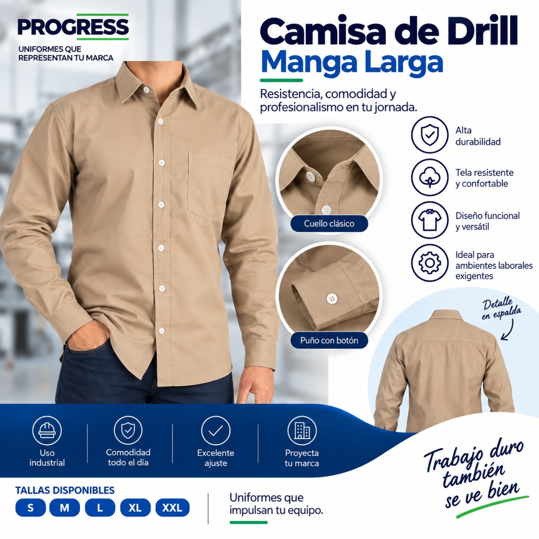 Camisa Industrial en Drill para Hombre