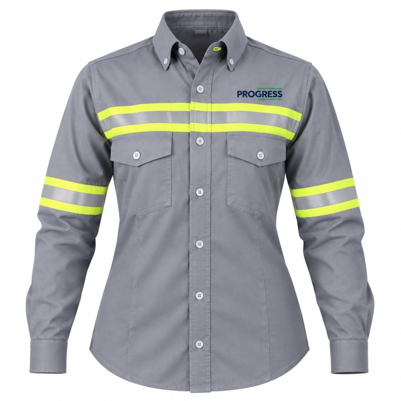 Camisa Industrial en Dril con Reflectivo para Mujer 1