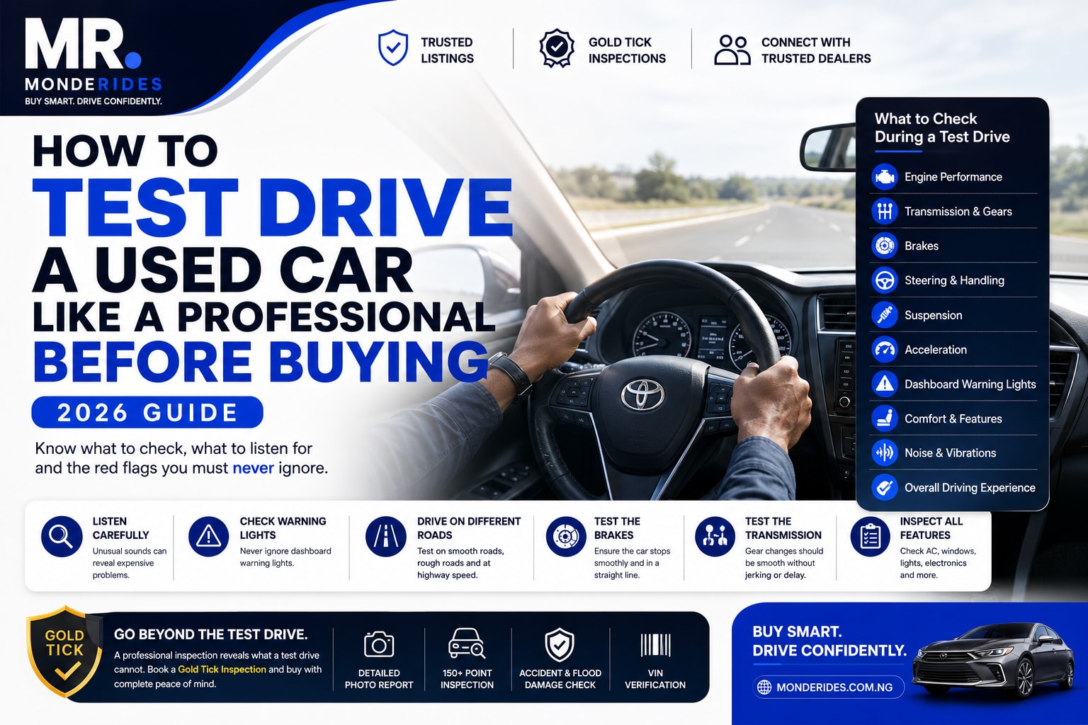 How to Test Drive a Used Car Like a Professional Before Buying (2026 Guide)