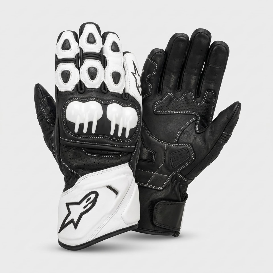 Chaqueta Alpinestars Negro/Blanco + Guantes: detalle de los guantes