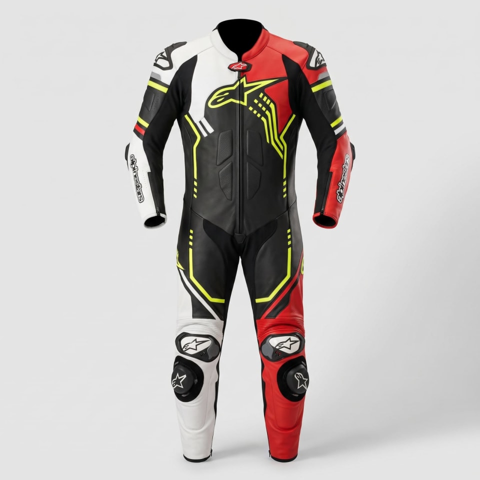 Mono Alpinestars Rojo/Blanco Asimétrico: foto principal en maniquí invisible, fondo de estudio