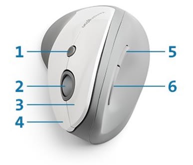 Kensington Pro Fit Ergo Vertical Wireless Mouse Grey 6 Buttons infographic 1 of 3