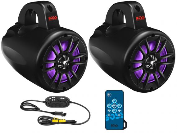 Boss Audio B40RGB 4" 500W Marine Boat Amplified Bluetooth RGB Speakers infographic