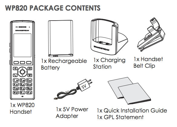 Grandstream WP820 Enterprise Portable Wi-Fi IP Phone Colour LCD infographic 2 of 2