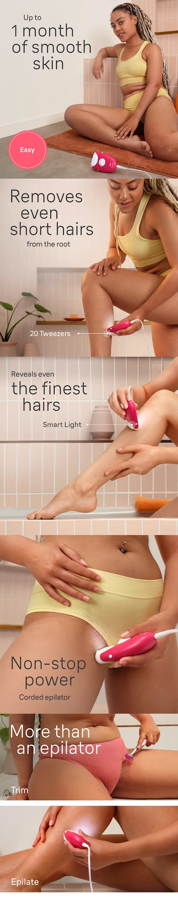 Braun SE3-202 Silk-epil 3 Corded Epilator with Bikini Trimmer infographic