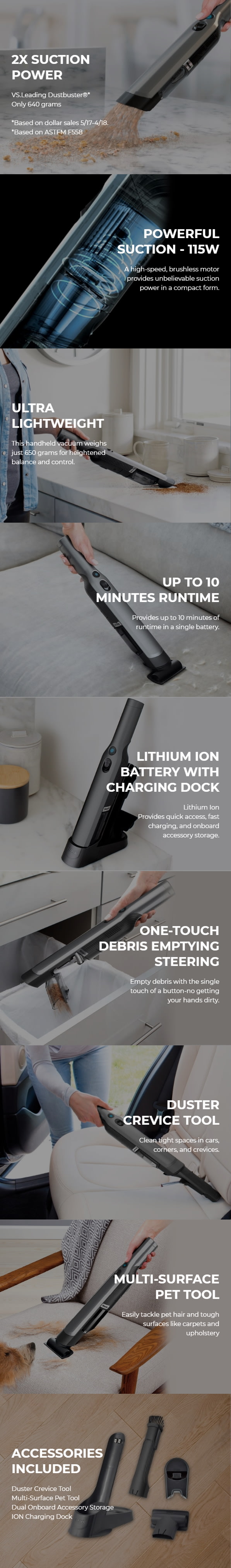 Shark WV203 ION W1 Cordfree Cordless Handheld Vacuum infographic