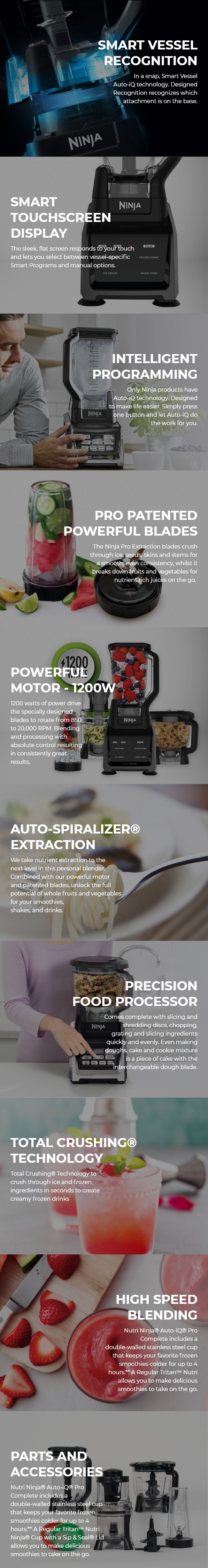 Nutri Ninja CT682ANZ Intellisense Kitchen 1200W Auto IQ Food Blender infographic