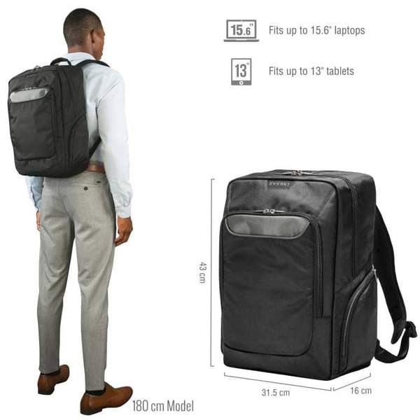 Everki 15.6" Advance Laptop Notebook Ergonomic Backpack EKP107 infographic 1 of 4