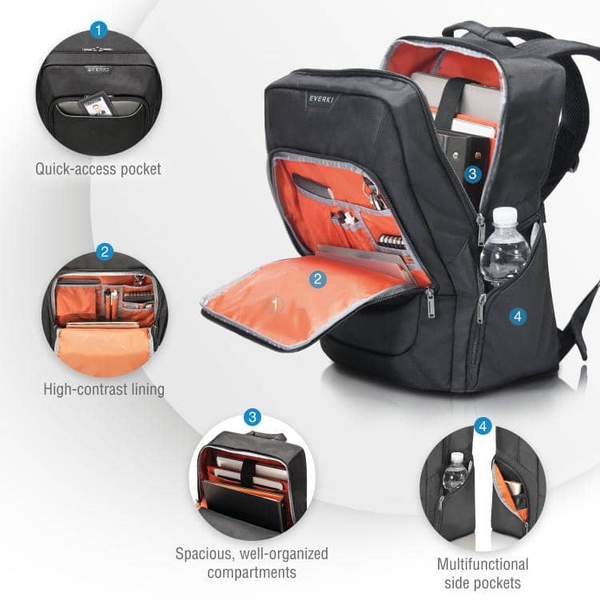 Everki 15.6" Advance Laptop Notebook Ergonomic Backpack EKP107 infographic 2 of 4