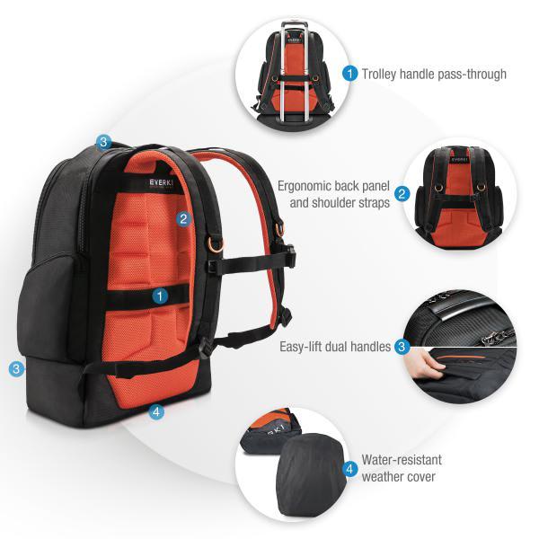 Everki 18.4" ContemPRO 117 Laptop Backpack Water Resistant EKP117B infographic 2 of 4