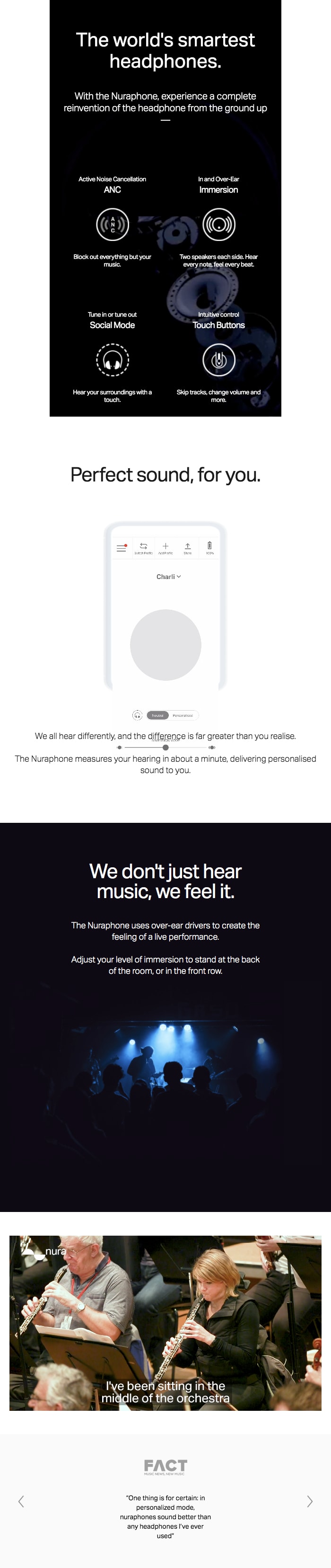 Nuraphone Noise Cancelling Over-Ear Headphones Black I20B-AU infographic