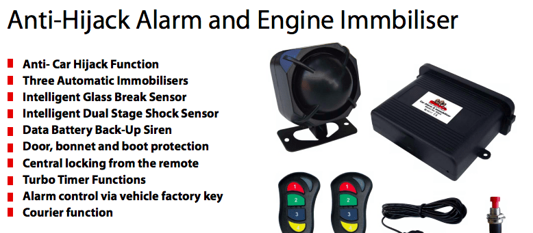 Rhino RAV3-PNG Anti-Hijack Car Alarm and Engine Immobiliser infographic 1 of 2