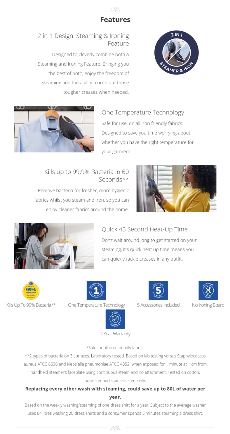Russell Hobbs 2- In-1 Steamer Supreme infographic