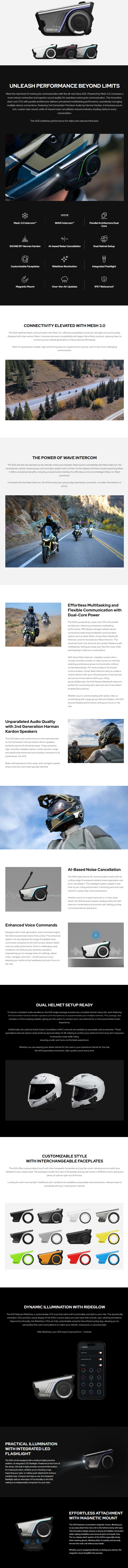 Sena 60S Motorcycle Bluetooth Mesh Intercom - Single Pack infographic