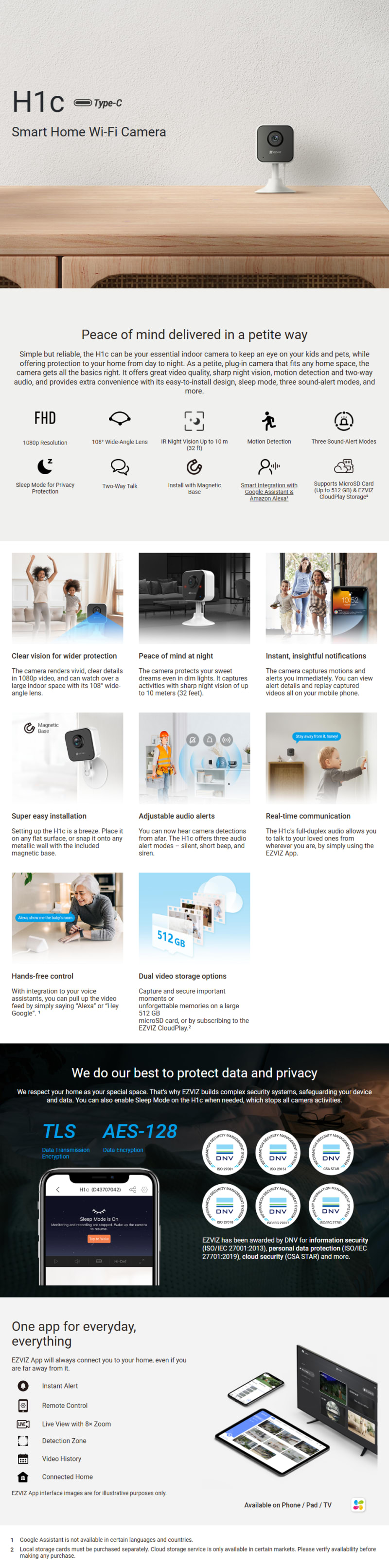 EZVIZ Smart Home Wi-Fi Camera H1C infographic