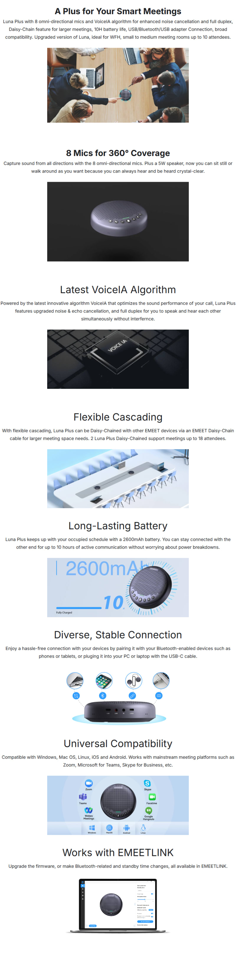 eMeet OfficeCore Luna Plus infographic