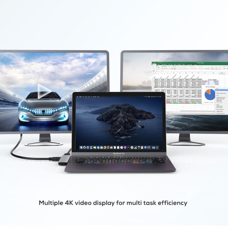 mBeat Elite Mini 6-In-1 Dual HDMI USB-C Hub for MacBook Pro infographic 2 of 5
