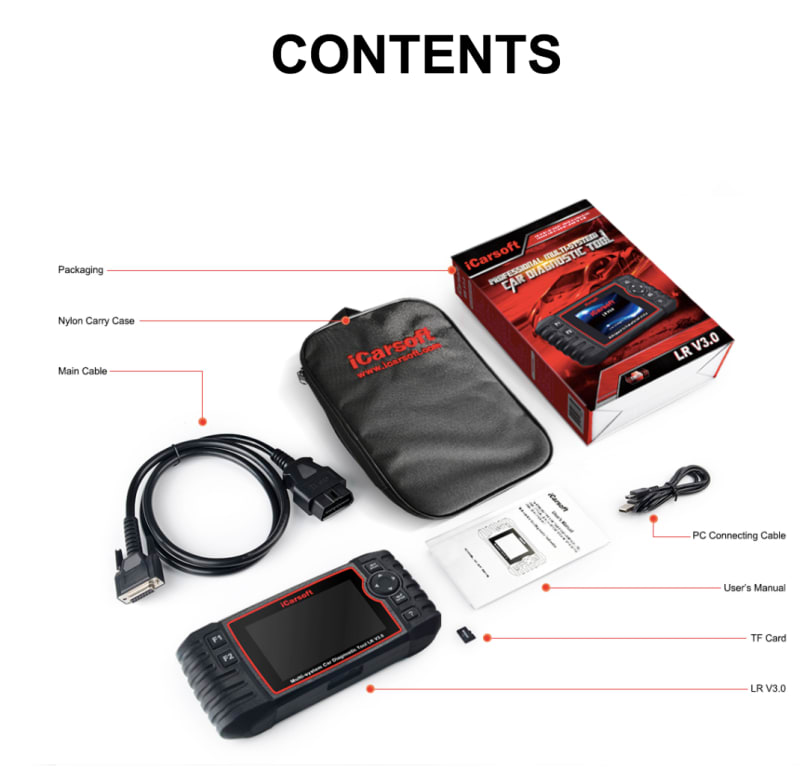 iCarsoft LR V3.0 Land Rover Jaguar Professional Diagnostic Scan Tool infographic 4 of 4