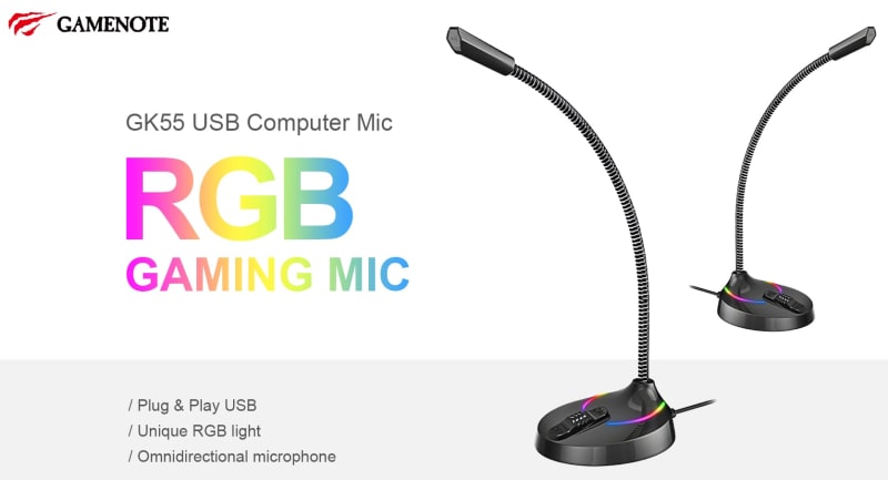 Havit GK55 RGB Backlit Gaming Desktop USB Microphone Plug and Play infographic 1 of 3
