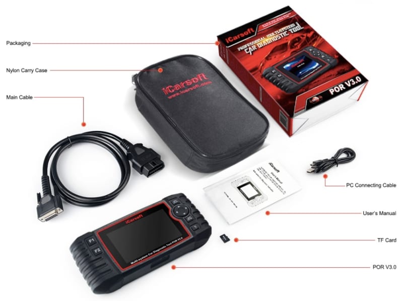 iCarsoft POR V3.0 Full Diagnostic Code Scan Tool For Porsche Vehicles infographic 4 of 4