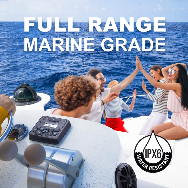 Boss Audio MCKGB450B.6 Mechless Marine Receiver + Speakers Package infographic 4 of 5