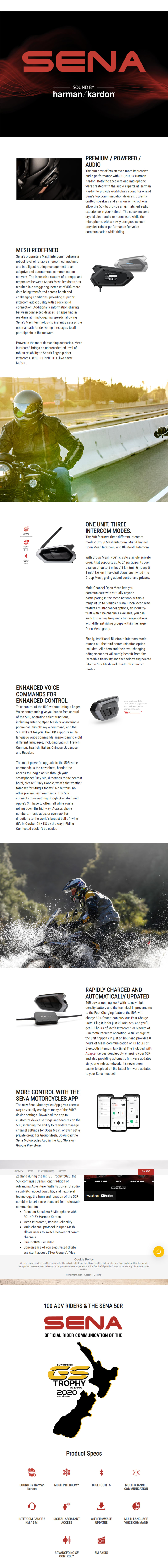 Sena 50R Single Bluetooth Communication w/ Mesh Intercom 50R-02 infographic