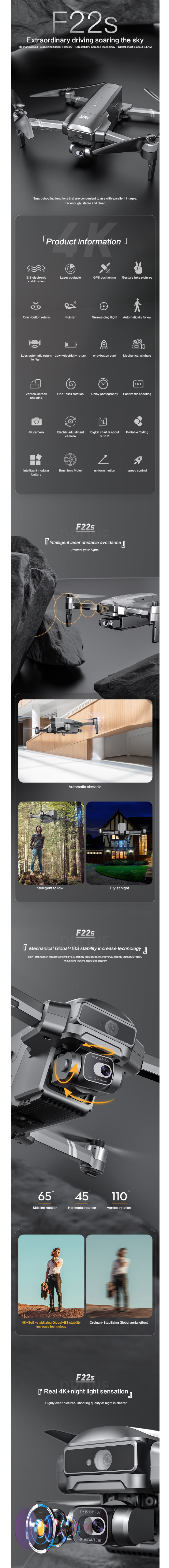 SJRC F22S PRO GPS 5GHz WiFi 4K EIS Camera 2-Axis Gimbal Drone infographic 1 of 2