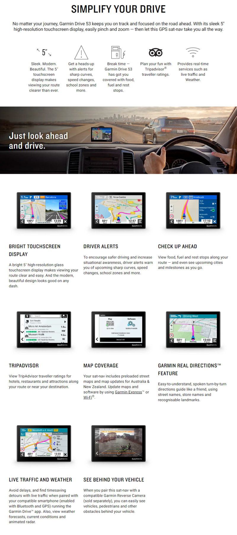 Garmin Drive 53 Live Traffic with Smartphone App 010-02858-20 infographic