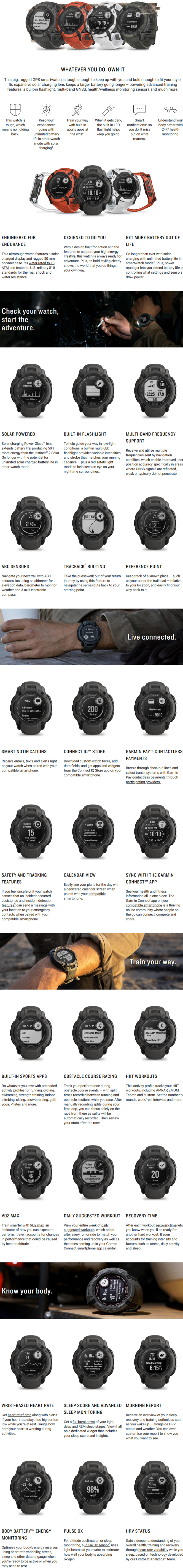 Garmin Instinct 2X Solar Flame Red 010-02805-11 infographic