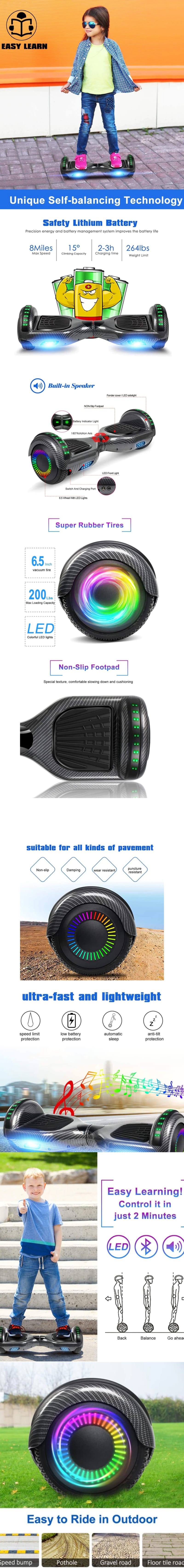 Funado Smart-S W1 Hoverboard - Camoflage Blue infographic